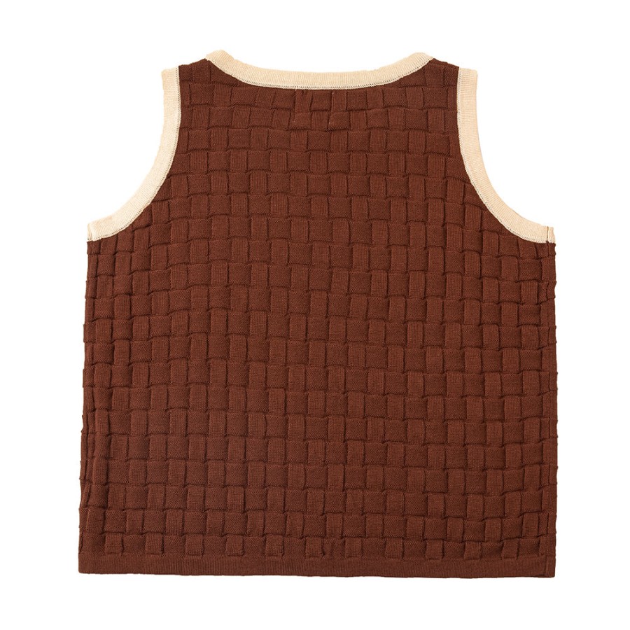 Meer Knit Planet | Brown Checkered Board - Top